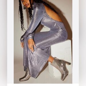 FREE PEOPLE mila metallic backless maxi dress xs L